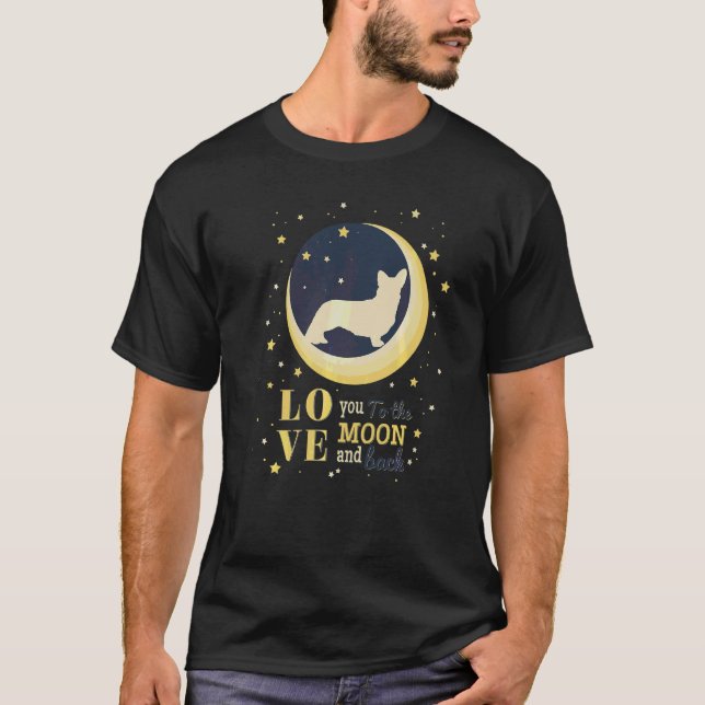 Liebe Cardigan Welsh Corgi zum Mond T-Shirt (Vorderseite)