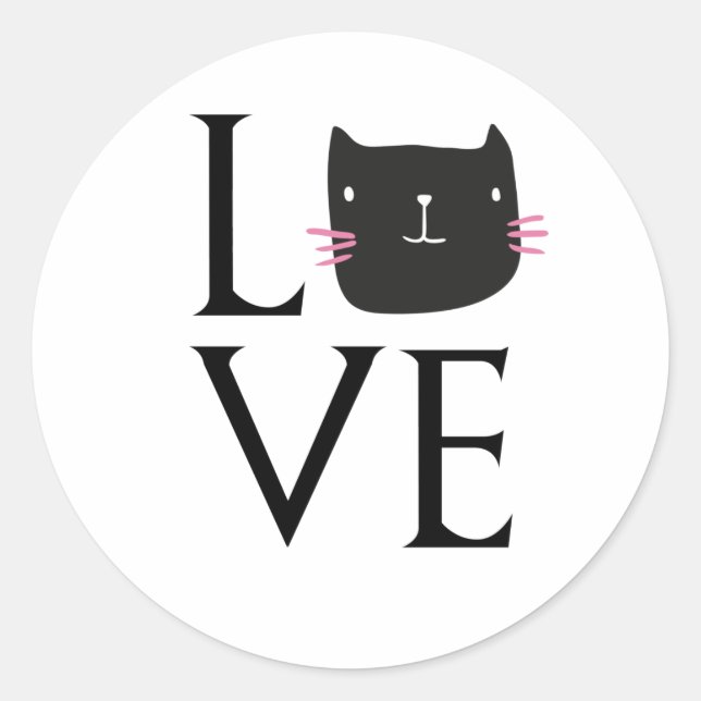 LIEBE CAT COFFEE CUP RUNDER AUFKLEBER (Vorderseite)