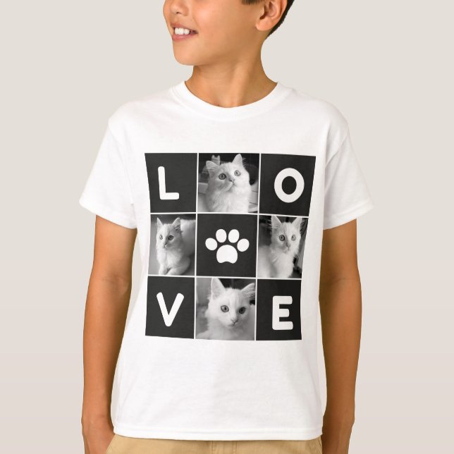 LIEBE Cat Foto Collage Kids' T - Shirt (Vorderseite)
