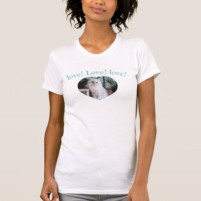 Liebe Cat Pet Foto Herz T-Shirt (Vorderseite)
