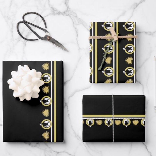 Liebe Cat Wrapping Paper - Adiela Akoo Geschenkpapier Set (The PURRFECT touch for your gifts. Add the matching Love Cat ribbon for that extra meow and wow!)