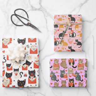 Liebe Cat Wrapping Paper Set Geschenkpapier Set