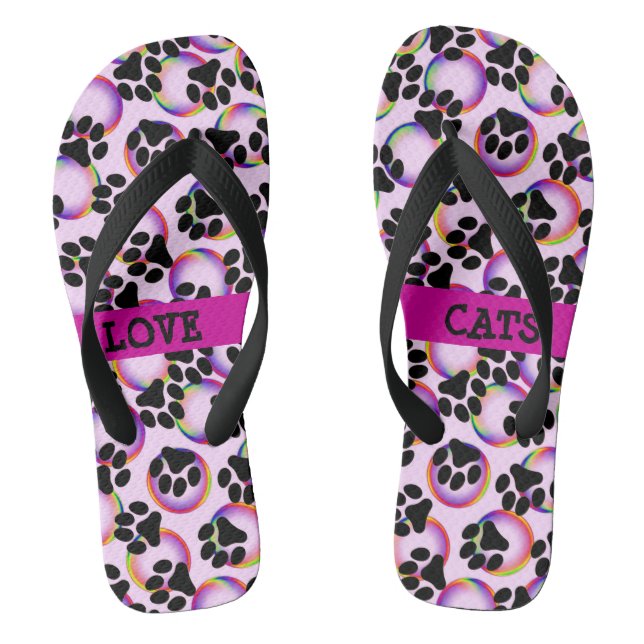 Liebe Cats Paw Print Flip Flops (Fußbett)