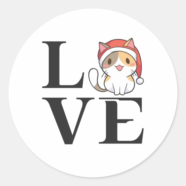 Liebe Cats - Santa Kitten Runder Aufkleber (Vorderseite)