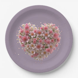 Liebe Celebration Floral Heart Pappteller