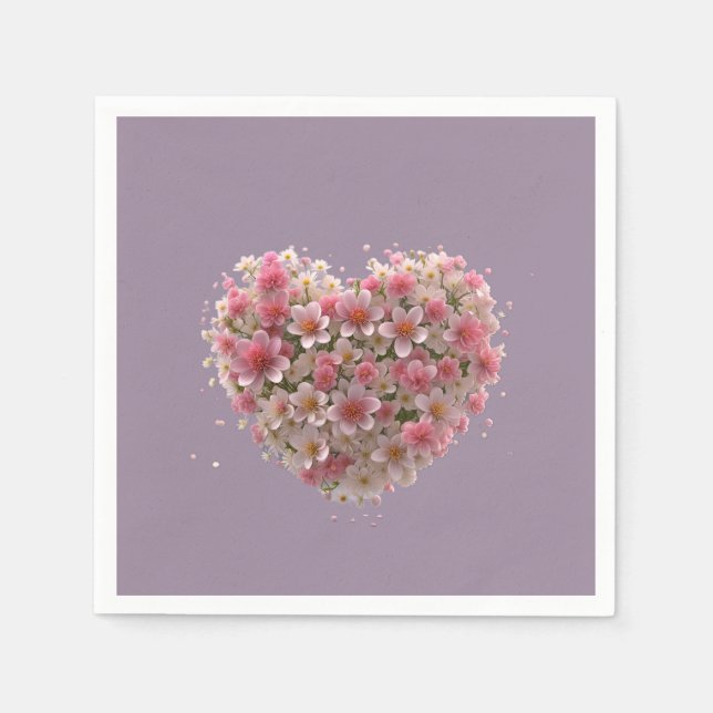 Liebe Celebration Floral Heart Serviette (Vorderseite)