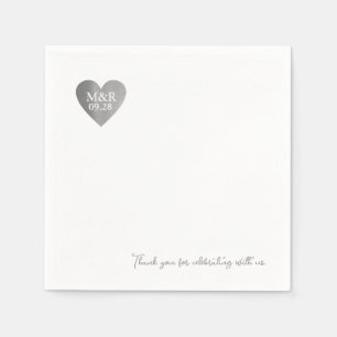 Liebe Celebration Personalisiert Grau Herz Serviette