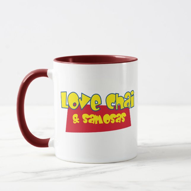 Liebe Chai & Samosas Funny Chai Indischer Tee Kaff Tasse (Links)