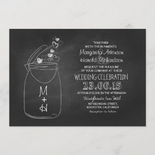 Liebe Chalkboard Herz Mason Glas Hochzeit Einladung