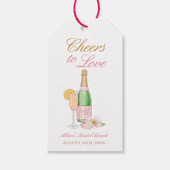 Liebe Champagner-Brautparty Geschenkanhänger (Vorderseite)