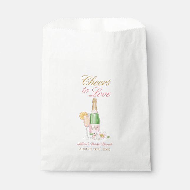 Liebe Champagner florales Brautparty Geschenktütchen (Vorderseite)