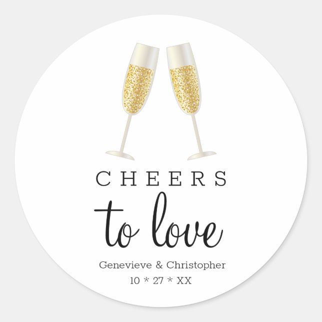 Liebe Champagner Toast Wedding Runder Aufkleber (Vorderseite)