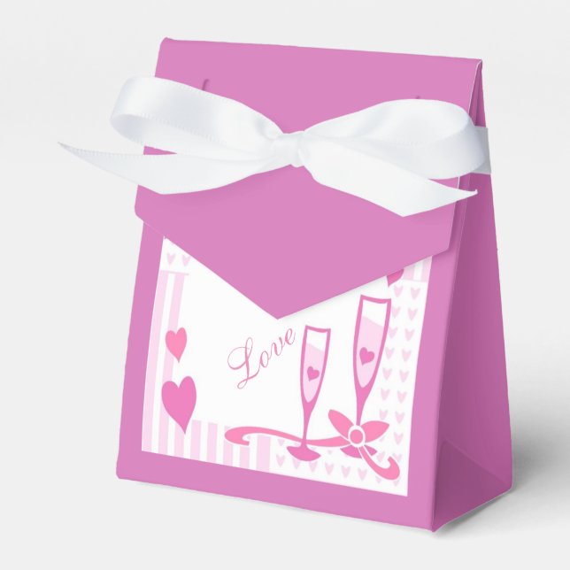 Liebe, Champagner und Herz - Pink Zelt Gefallen Bo Geschenkschachtel (Vorderseite)