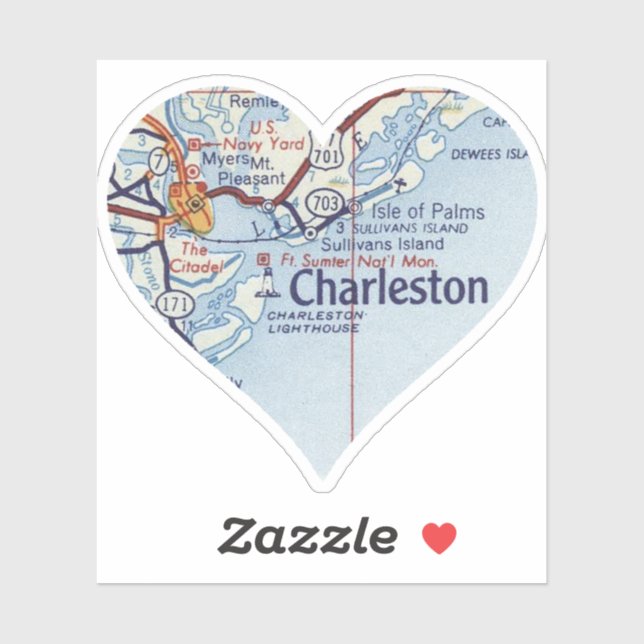 Liebe Charleston SC Karte Aufkleber (Blatt)