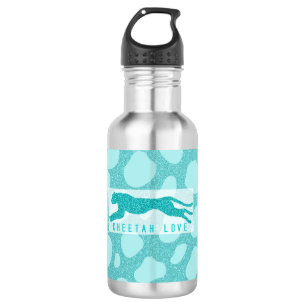 Liebe Cheetah - Türkisfarbene Glitzer simuliert Edelstahlflasche