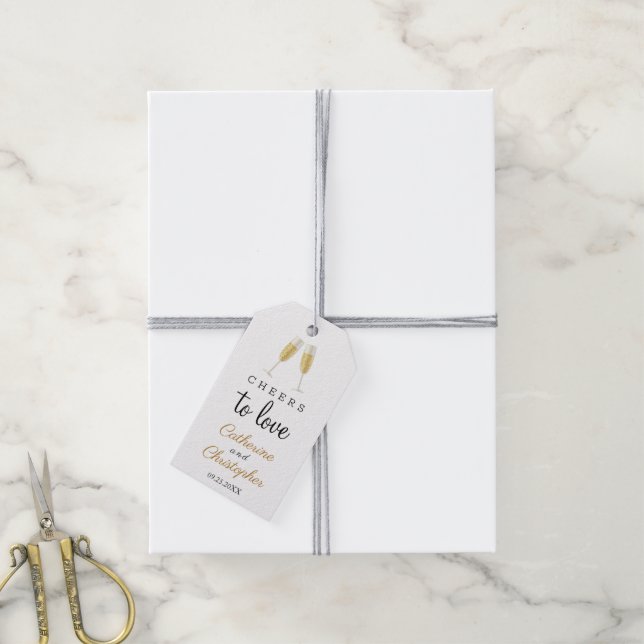 Liebe Chic Champagne Hochzeit Danke Geschenkanhänger (Mit Garn)