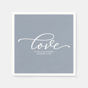 Liebe - Chic Script Dusty Blue Wedding Serviette