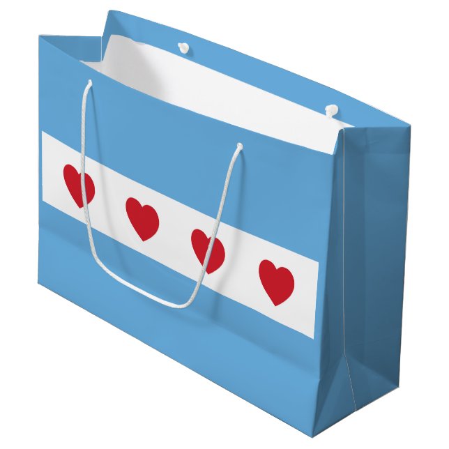 Liebe Chicago | Geschenktasche | Groß Große Geschenktüte (Vorderseite Schrägansicht)
