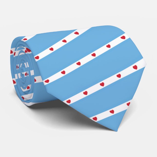 Liebe Chicago | Neck Tie | Kleiner Winkelstreifen Krawatte (Gerollt)