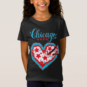 Liebe Chicago Pizza Heart Chicago Flag Geschenk T-Shirt