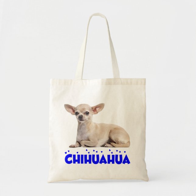 Liebe Chihuahua Welpe Hund Blaues Herz Tragetasche (Vorne)