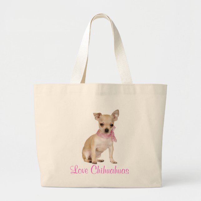 Liebe Chihuahua Welpe Hund Tote Bag Jumbo Stoffbeutel (Vorne)