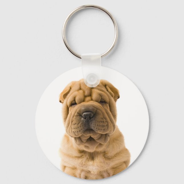 Liebe Chinese Shar Pei Puppy Dog Schlüsselanhänger (Vorderseite)