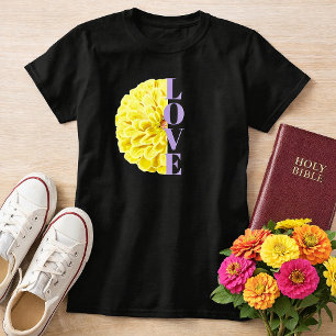 Liebe Christliche Helle Gelbe Zinnia Floral T-Shirt