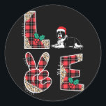 Liebe Christmas Red Weihnachtsmannmütze Bulldog Xm Runder Aufkleber<br><div class="desc">Liebe Weihnachten Rote Weihnachtsmannmütze Bulldog Xmas Familie Männer Frauen</div>