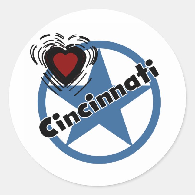Liebe Cincinnati Runder Aufkleber (Vorderseite)