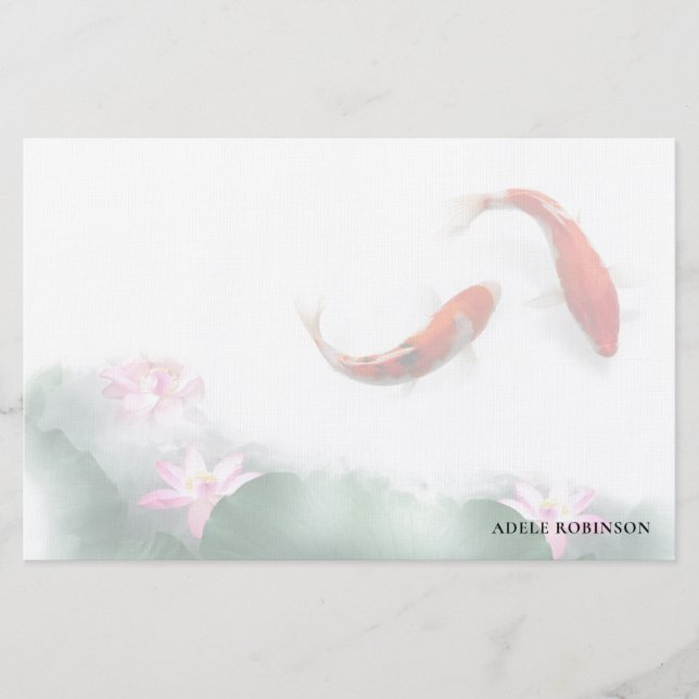 Liebe Circles Lotus Koi Orient Harmonie Personalis Briefpapier (Vorderseite)