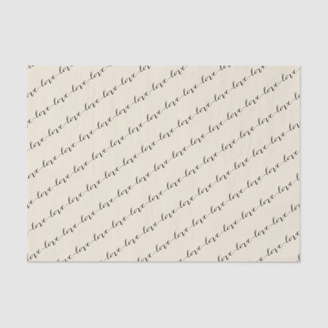 Liebe Classic Script Chic Calligrafy Tissue Seidenpapier (Vorderseite)