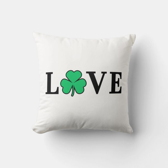 LIEBE Clover Kleeblatt Ireland St Patrick Textbasi Kissen (Vorderseite)
