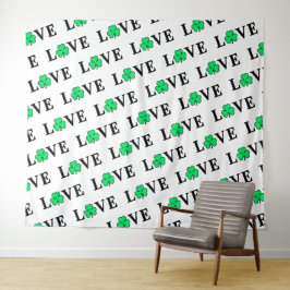 LIEBE Clover Kleeblatt Irland Irish Elegant Wandteppich