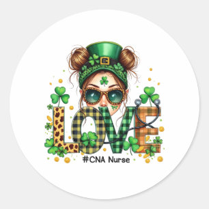 Liebe CNA Krankenpflege St Patrick's Day Runder Aufkleber