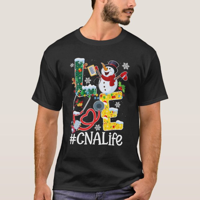Liebe CNA Life Snowman Christmas Stethoscope Nursi T-Shirt (Vorderseite)