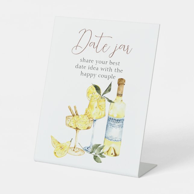 Liebe Cocktail Brautparty Limoncello Datum jar Sockelschild (Vorderseite)
