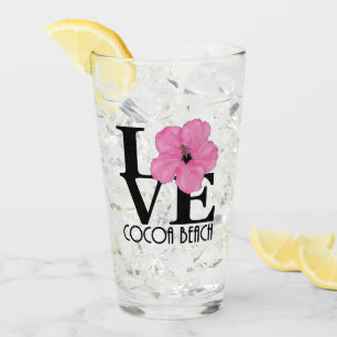 LIEBE Cocoa Beach Rosa Hibiskus Glas