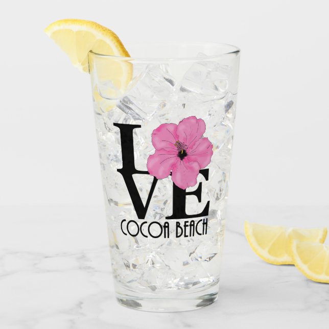 LIEBE Cocoa Beach Rosa Hibiskus Glas (Vorderseite Ice)