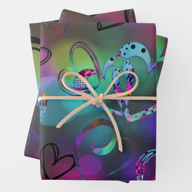 LIEBE Collage in Fettfarben Geschenkpapier Set (Beispiel)