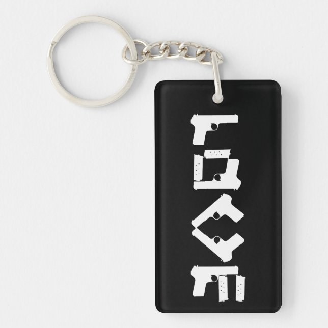 LIEBE Collection Weißer 2-seitiger Monogramm-Schlü Schlüsselanhänger (Vorderseite)