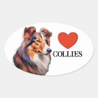 LIEBE COLLIESE OVALER AUFKLEBER