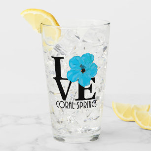 LIEBE Coral Gables Blue Hibiskus Glas