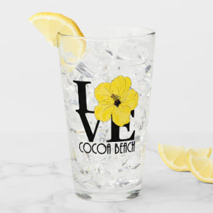 LIEBE Coral Gables Gelber Hibiskus Glas
