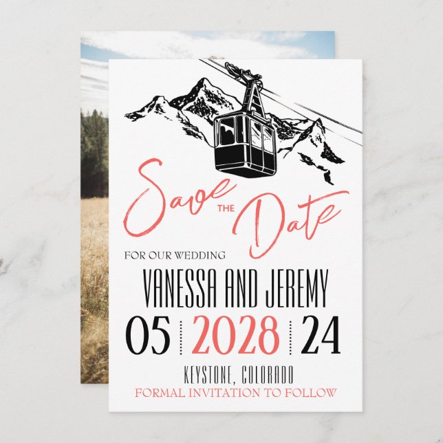 Liebe Coral Save The Date (Vorne/Hinten)