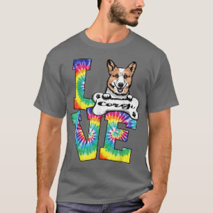Liebe Corgi Gefärbte Krawatte Rainbow Hund Lover T-Shirt