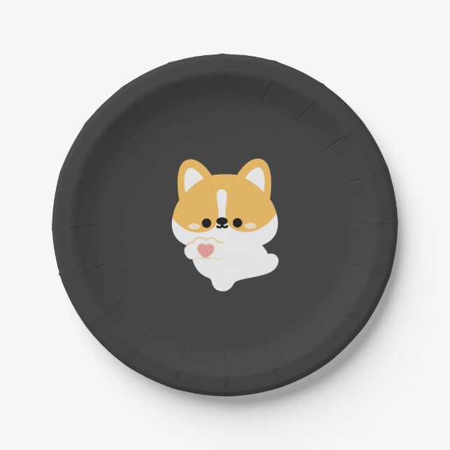 Liebe Corgi Pappteller (Vorderseite)