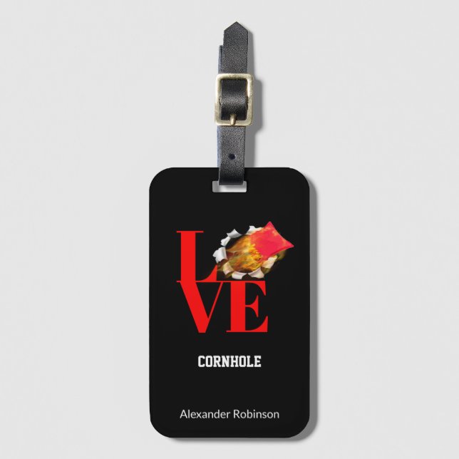 Liebe Cornhole Personalisiert Sports    Gepäckanhänger (Vorderseite Vertikal)