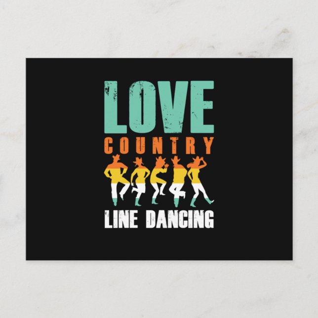 Liebe Country Line Tanzmusik Dancer Cowboy Geschen Postkarte (Vorderseite)
