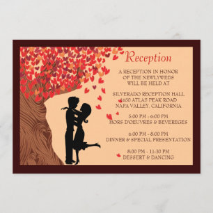 Liebe Couple Falling Hearts Oak Tree Empfang Card Einladung